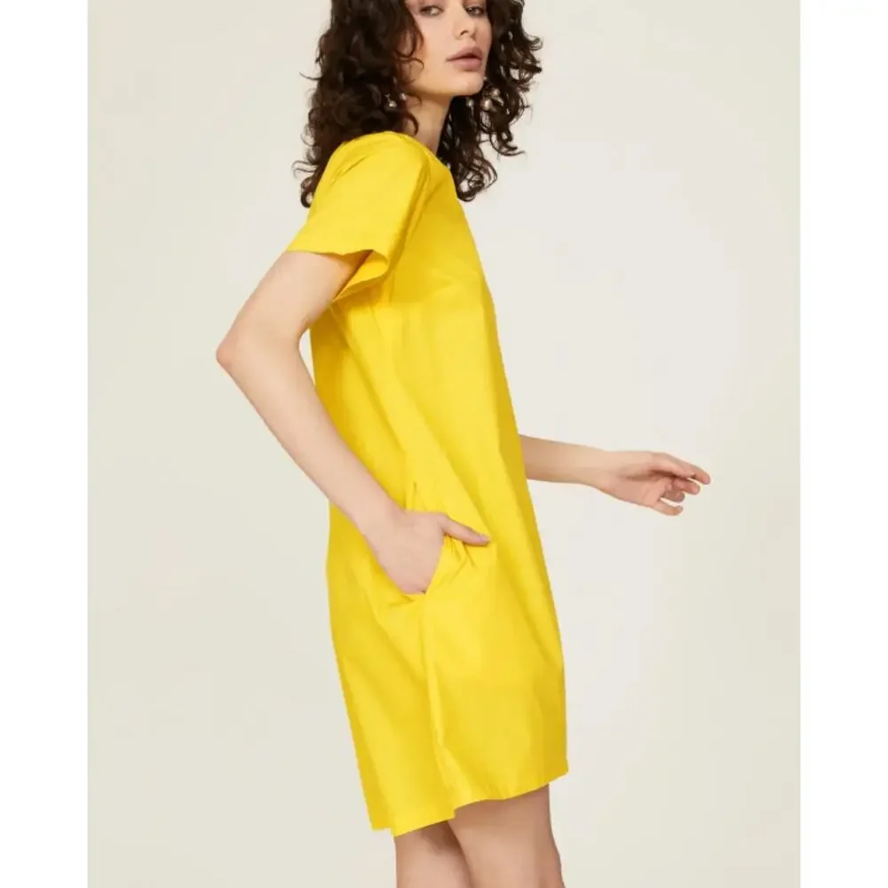 Osman Yousefzada Yellow Shift Mini Dress SIZE 8 T-shirt Cotton Office Work $210 - Picture 3 of 9